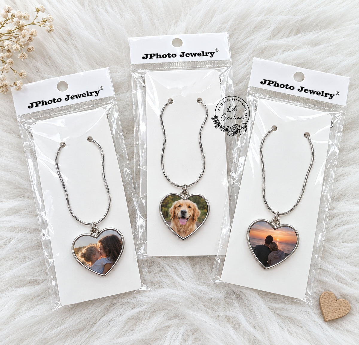 Collier pendentif cœur 1 face