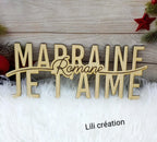 Marraine / Tonton / Maman / Papy... Je t'aime en bois personnalisé avec prénoms des enfants