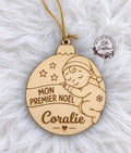 🎄✨ Boule de Noël en bois personnalisée – Mon premier Noël ✨🎄