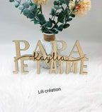 Marraine / Tonton / Maman / Papy... Je t'aime en bois personnalisé avec prénoms des enfants