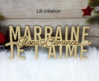 Marraine / Tonton / Maman / Papy... Je t'aime en bois personnalisé avec prénoms des enfants