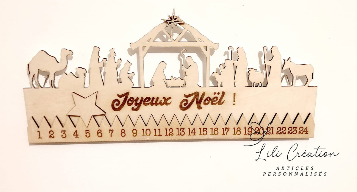 Décompte de Noël en bois – Maisons de Noël ou Crèche de Nativité