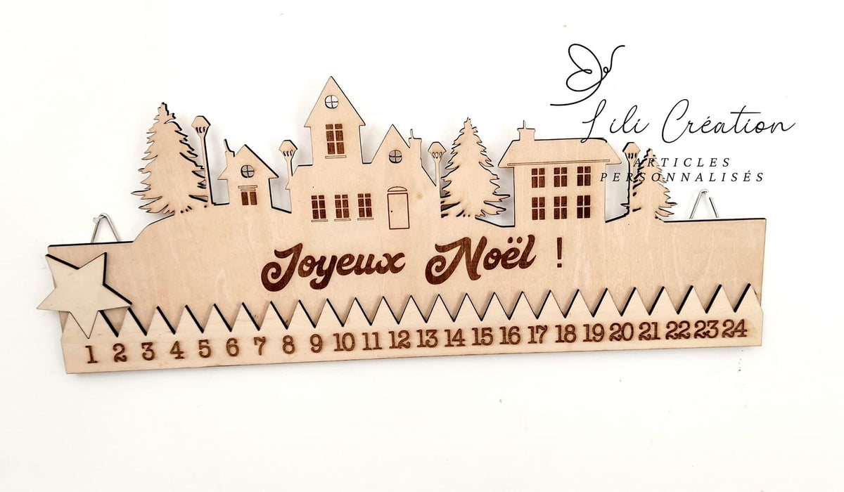 Décompte de Noël en bois – Maisons de Noël ou Crèche de Nativité