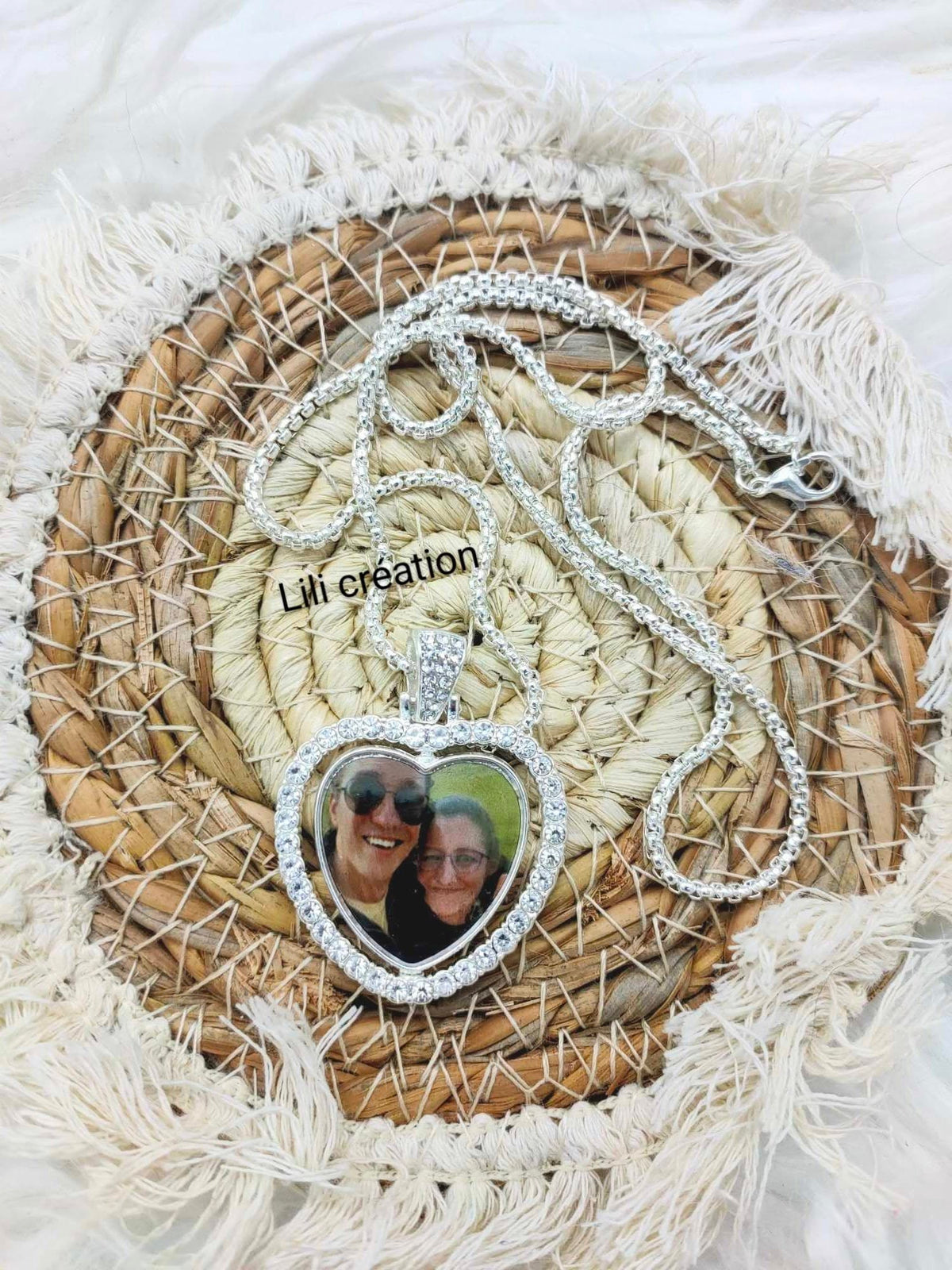 Collier personnalisé cœur diamants