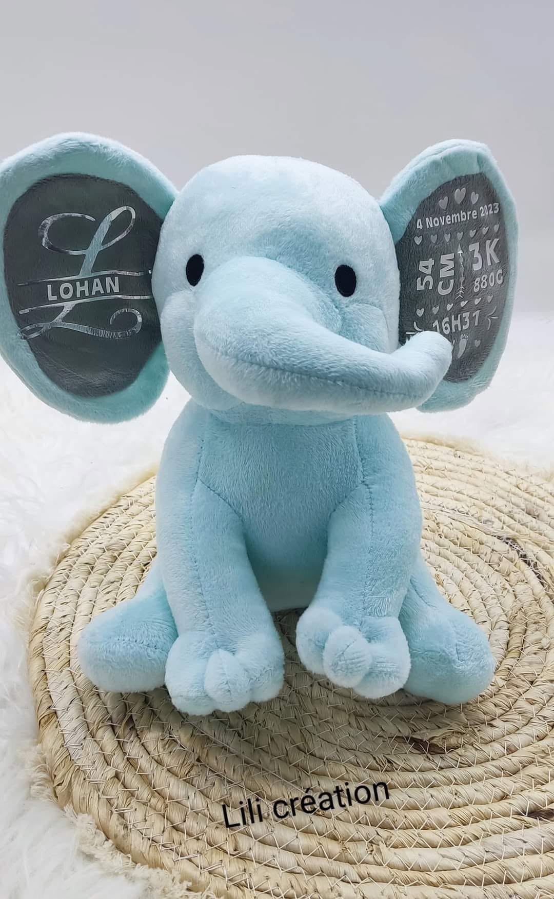 Peluche éléphant personnalisée - Plusieurs coloris