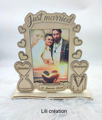 Cadre personnalisé "Just Married" - Célébrez votre amour !
