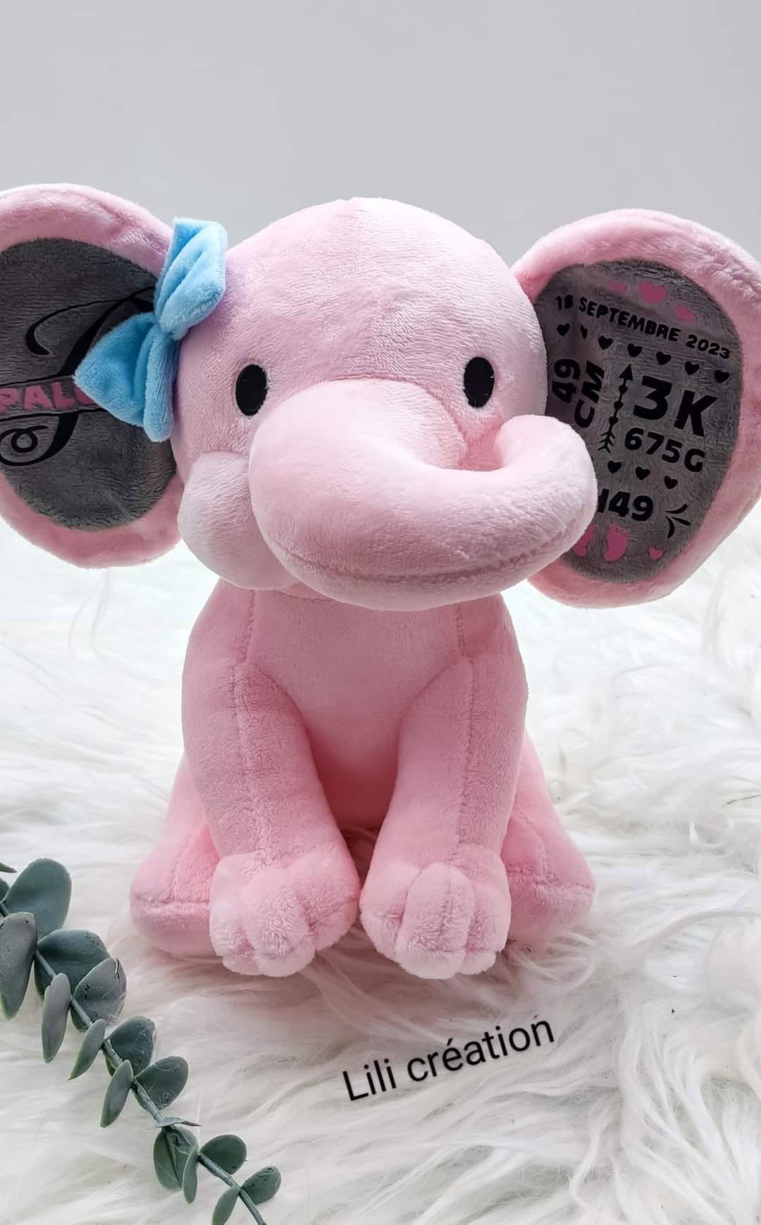 Peluche éléphant personnalisée - Plusieurs coloris