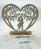 Cœur en bois personnalisé pour couple