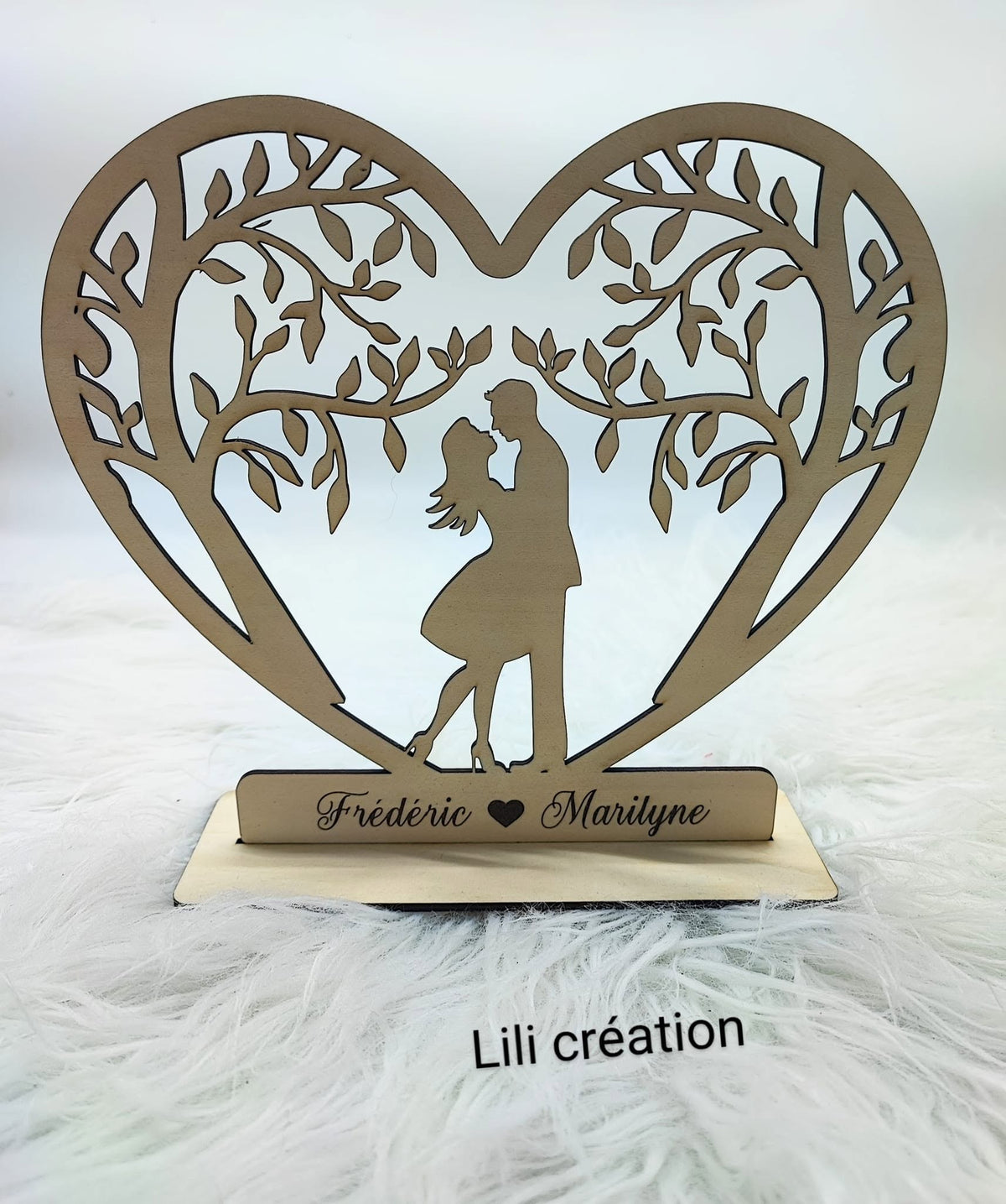 Cœur en bois personnalisé pour couple