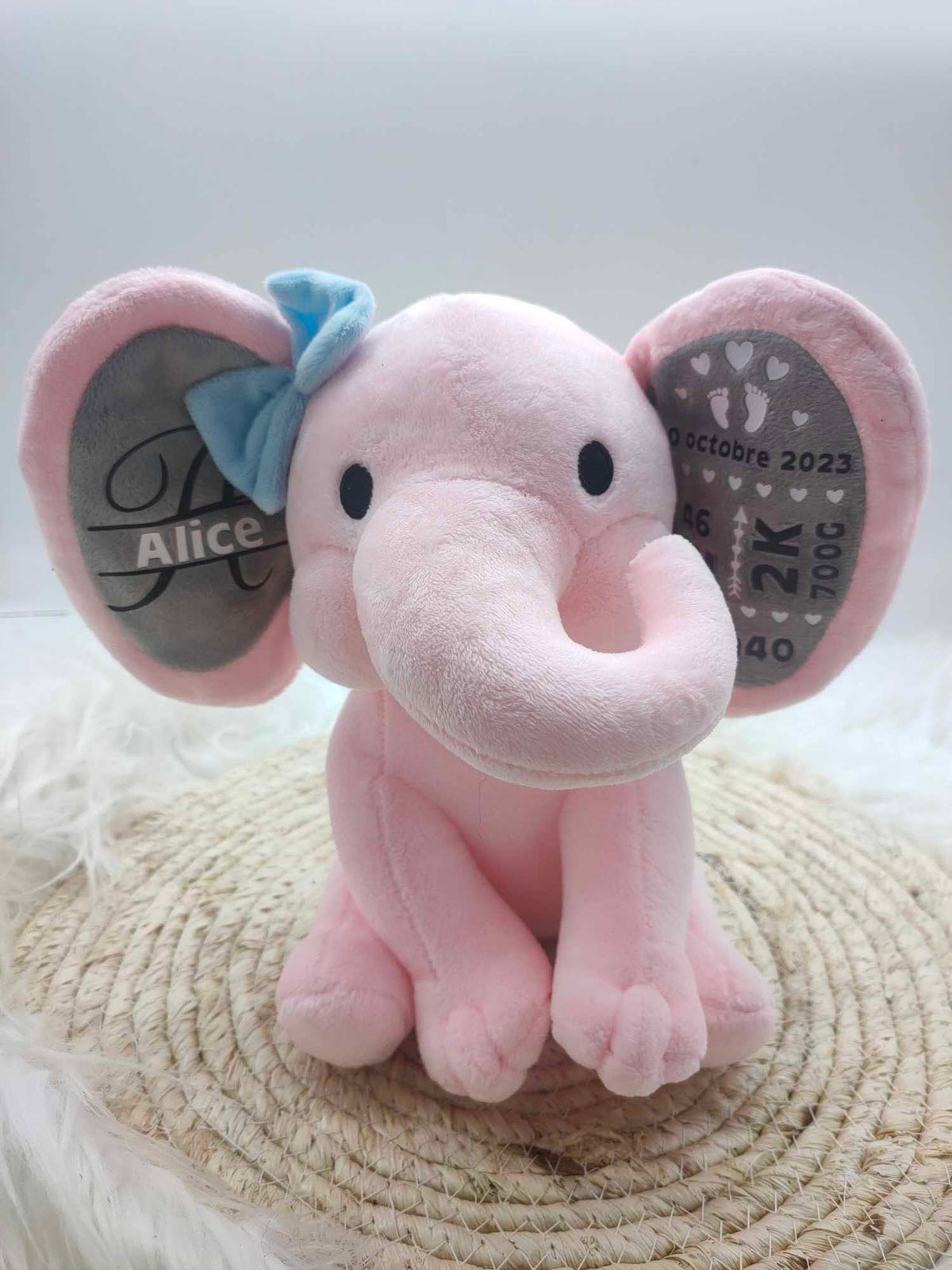 Peluche éléphant personnalisée - Plusieurs coloris