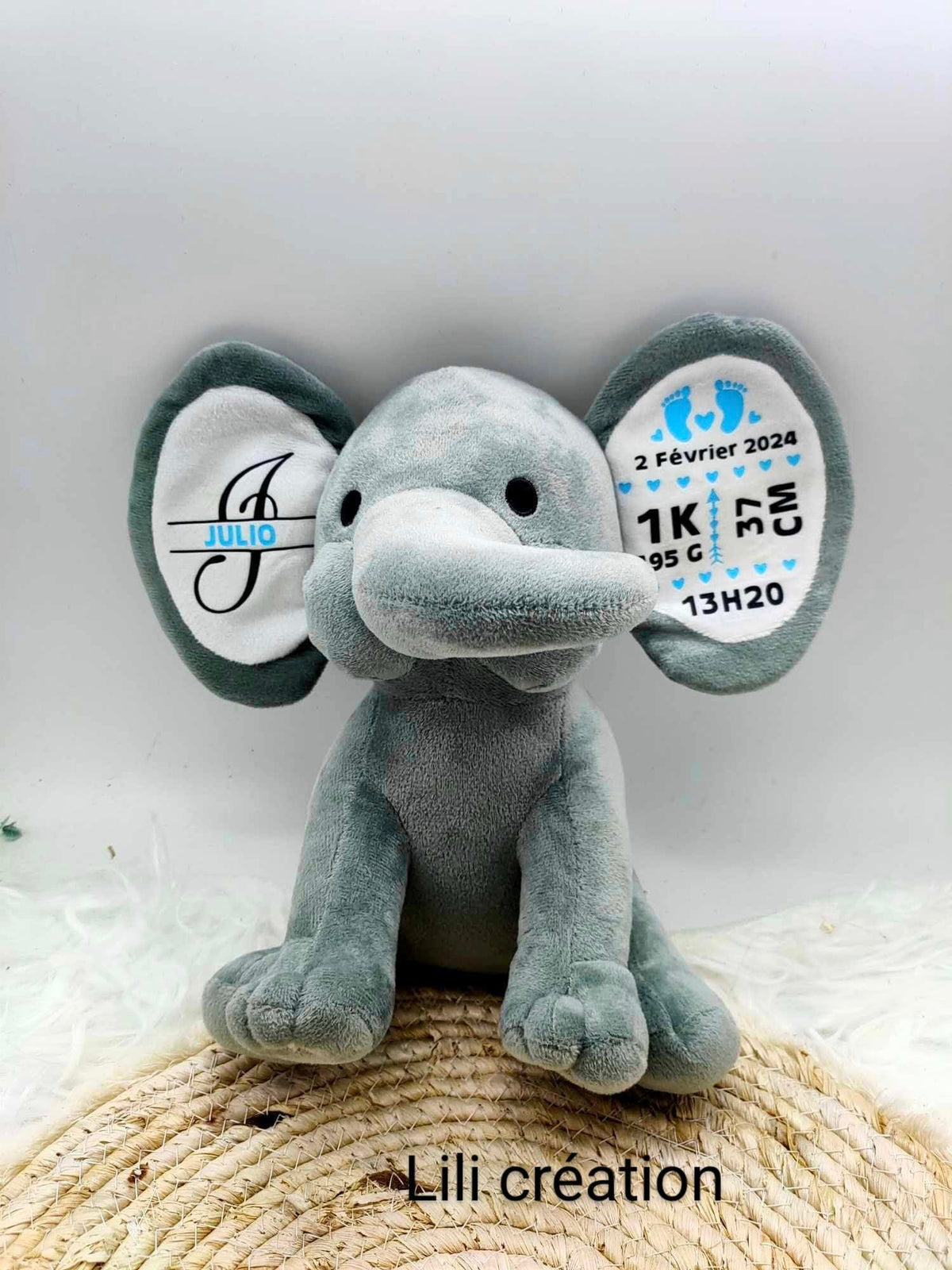 Peluche éléphant personnalisée - Plusieurs coloris