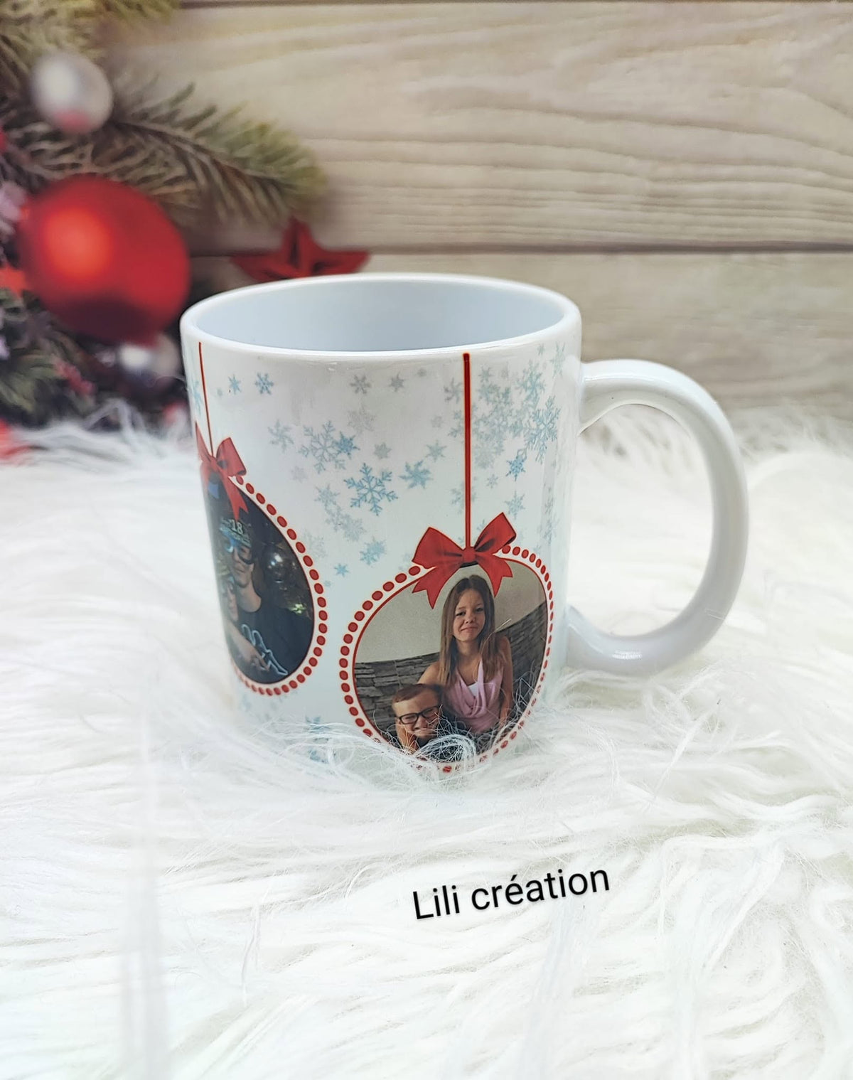 Mug de Noël personnalisé à 4 photos