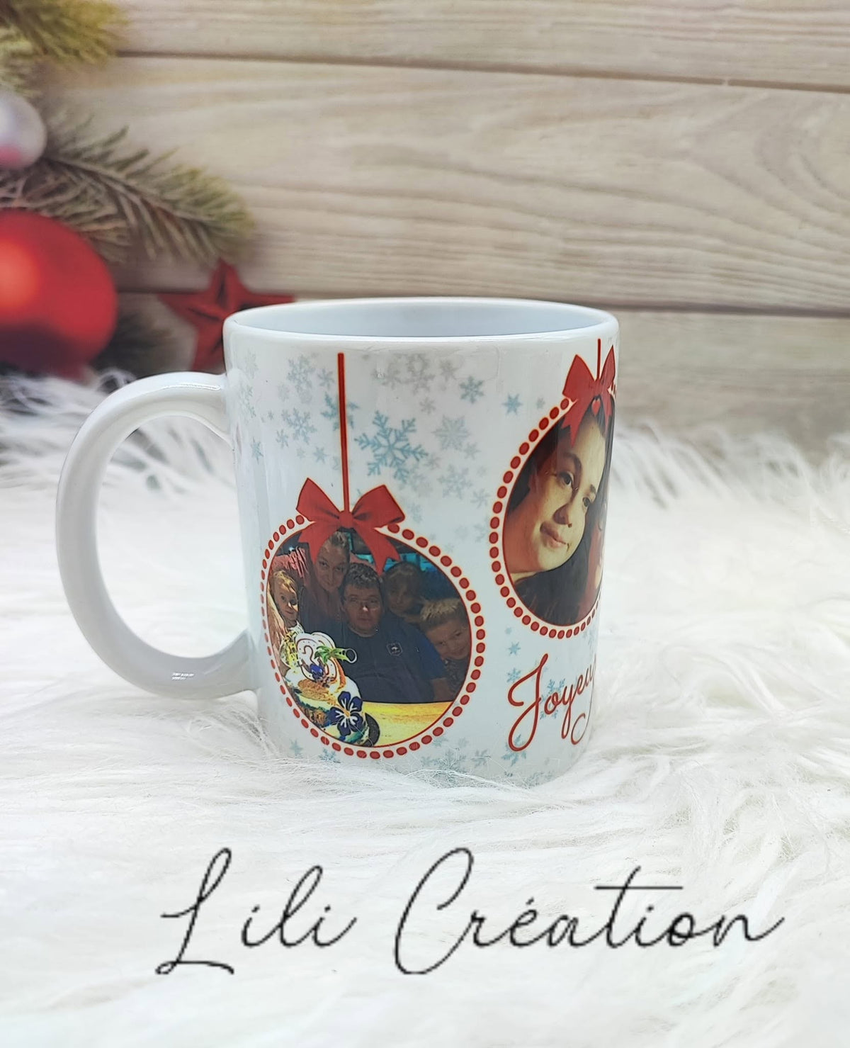 Mug de Noël personnalisé à 4 photos