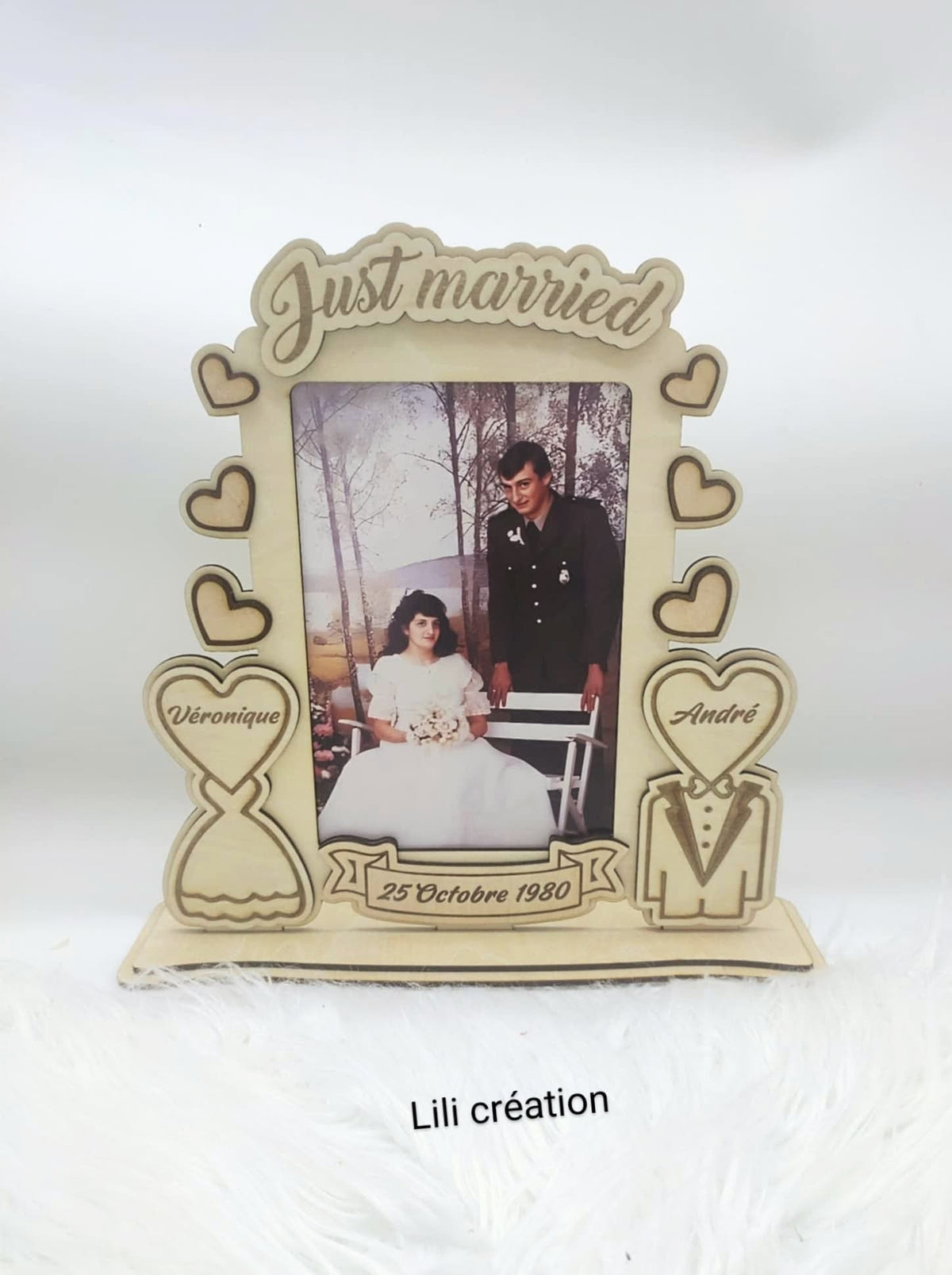 Cadre personnalisé "Just Married" - Célébrez votre amour !