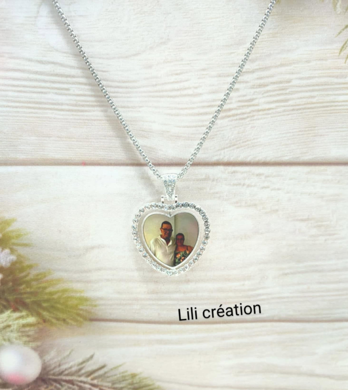 Collier personnalisé cœur diamants