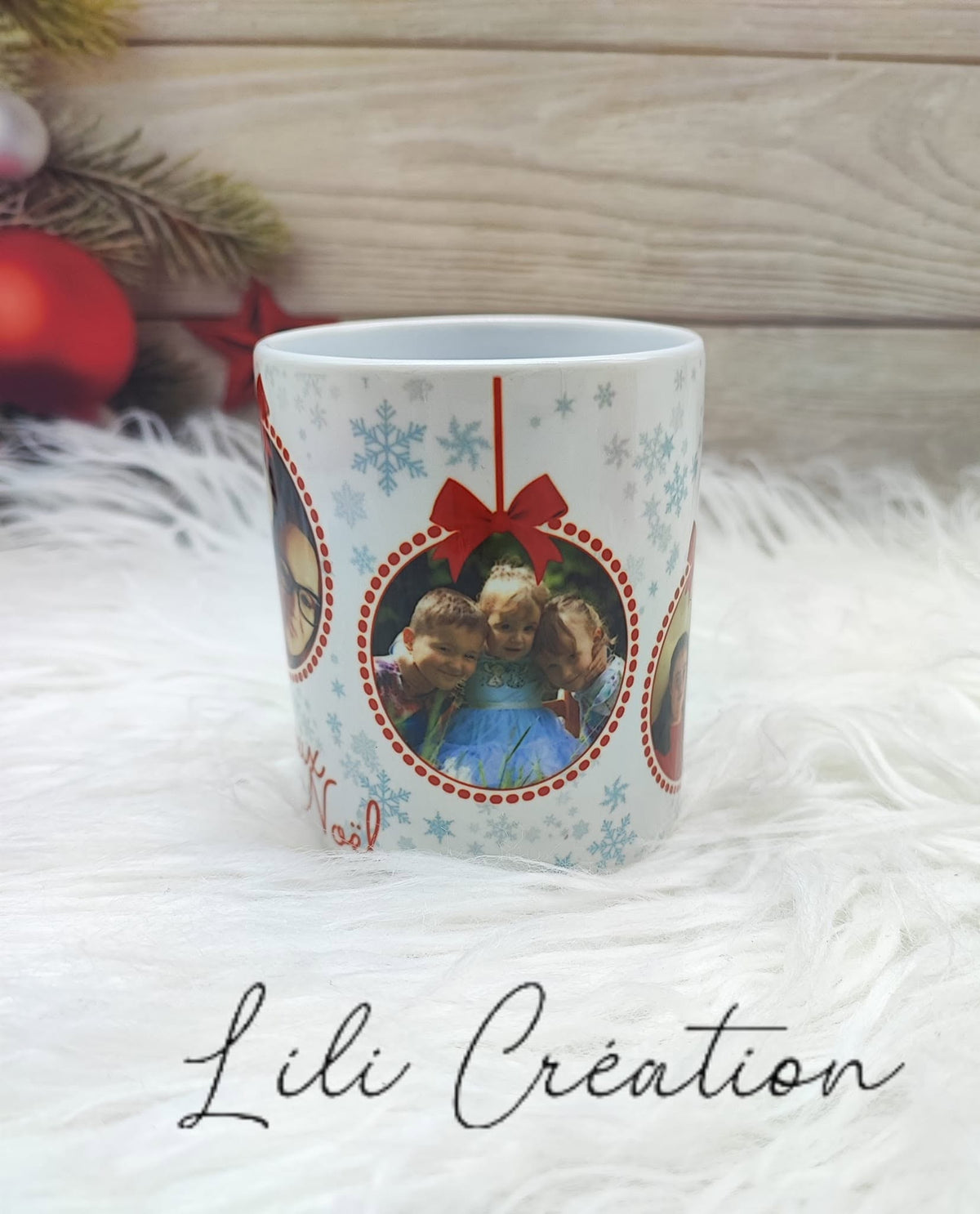 Mug de Noël personnalisé à 4 photos