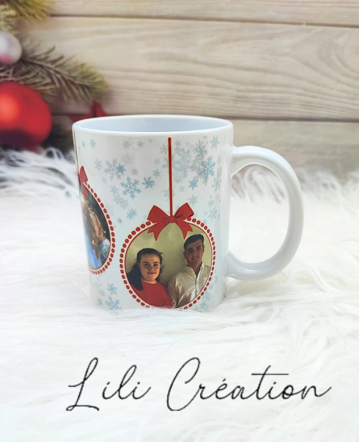 Mug de Noël personnalisé à 4 photos