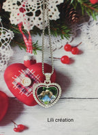 Collier personnalisé cœur diamants
