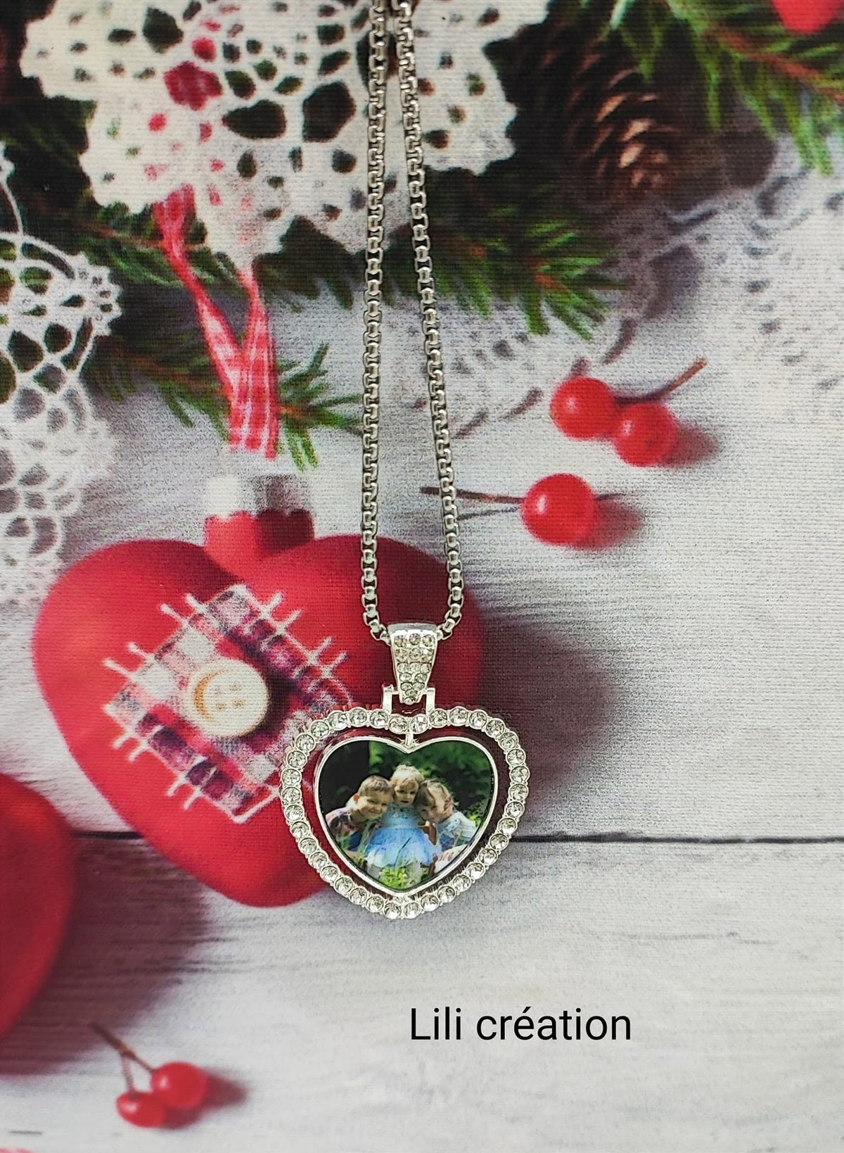 Collier personnalisé cœur diamants