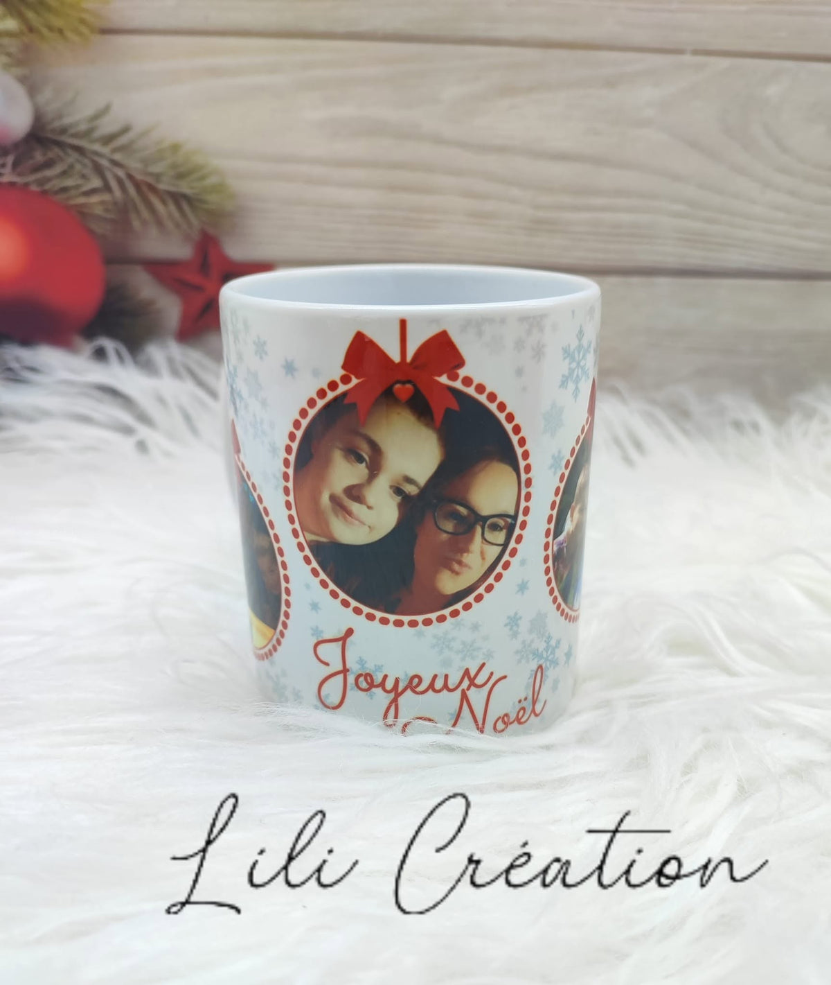 Mug de Noël personnalisé à 4 photos