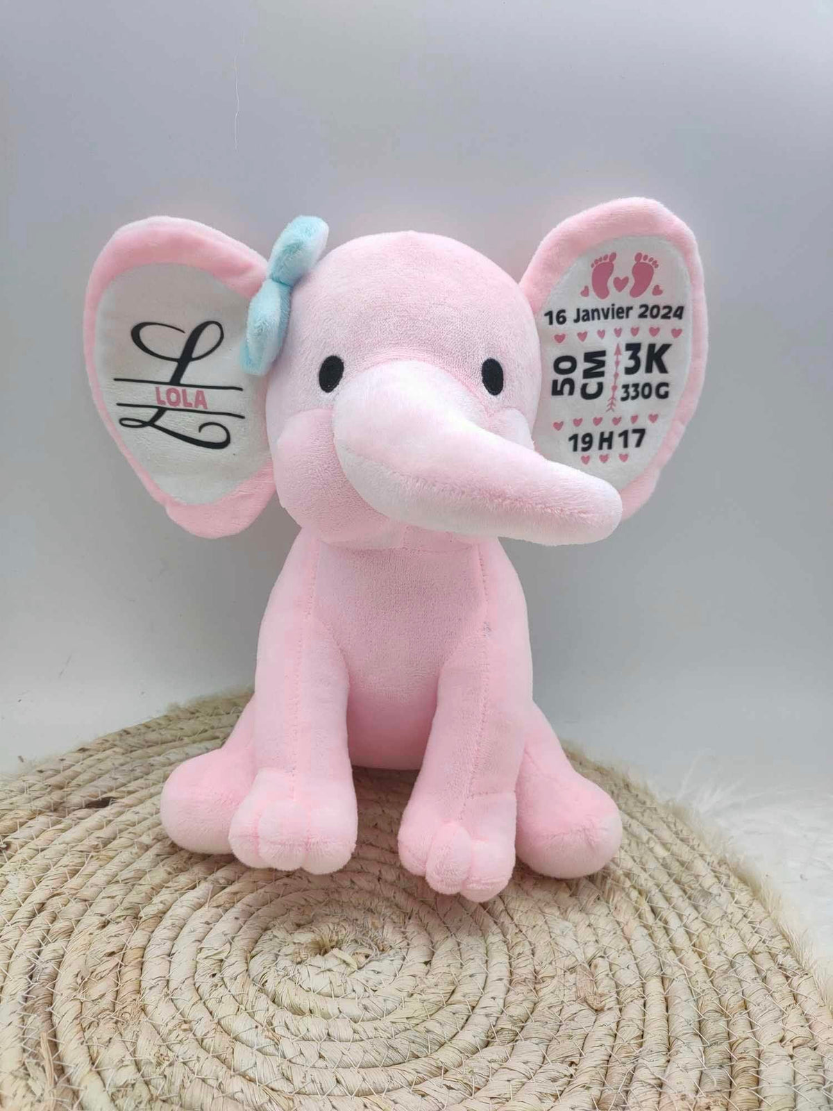 Peluche éléphant personnalisée - Plusieurs coloris