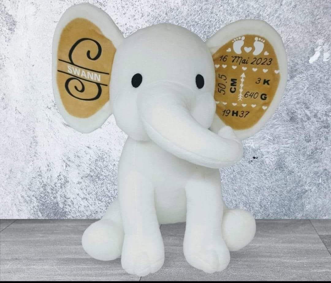 Peluche éléphant personnalisée - Plusieurs coloris