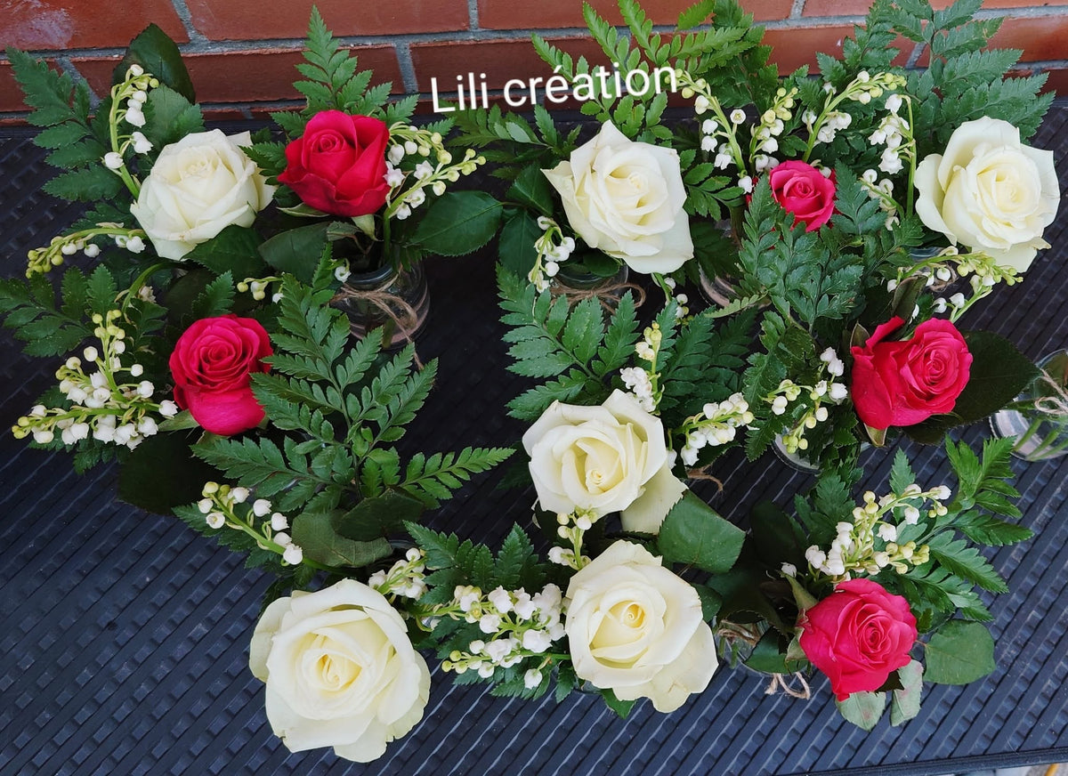 Bouquet de muguet & rose - avec ou sans vase