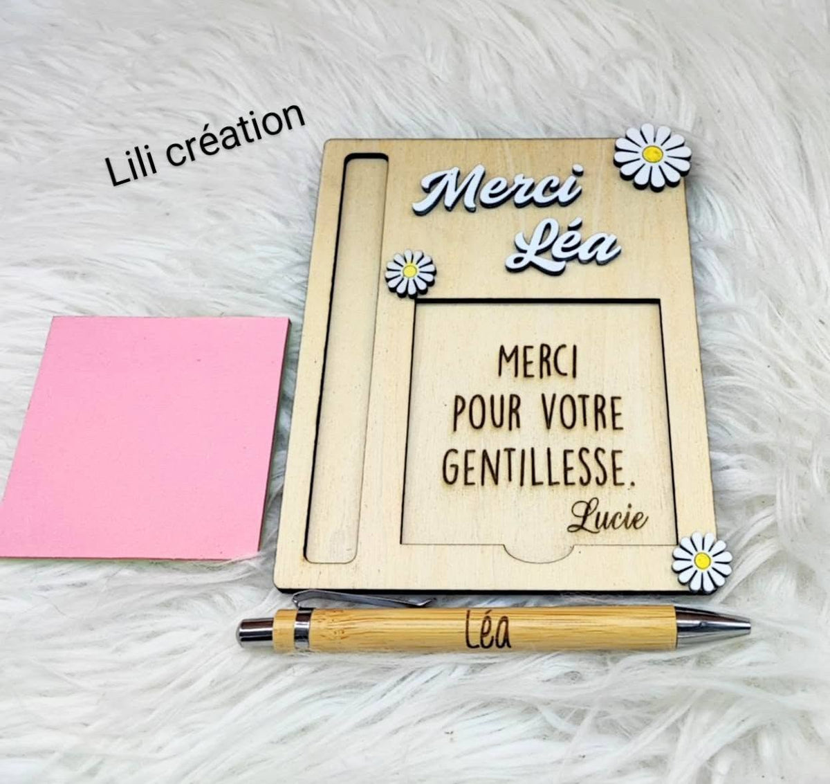 Porte bloc note personnalisé avec son stylo - Modèle fleuri