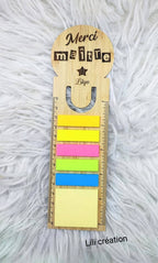 Marque-page personnalisé 3 en 1 en bois | Cadeau Maîtresse, Maître, AESH, ATSEM, Directeur ...