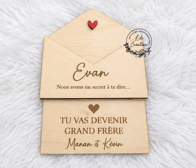 Enveloppe en bois pour faire une demande