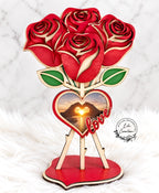 Bouquet de roses en bois avec prénom ou photo