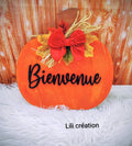 Création artisanale unique – Citrouille décorative "Bienvenue"