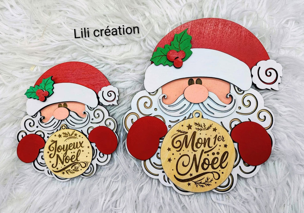 Accessoire photo bébé/enfant – Figurine Père Noël en bois