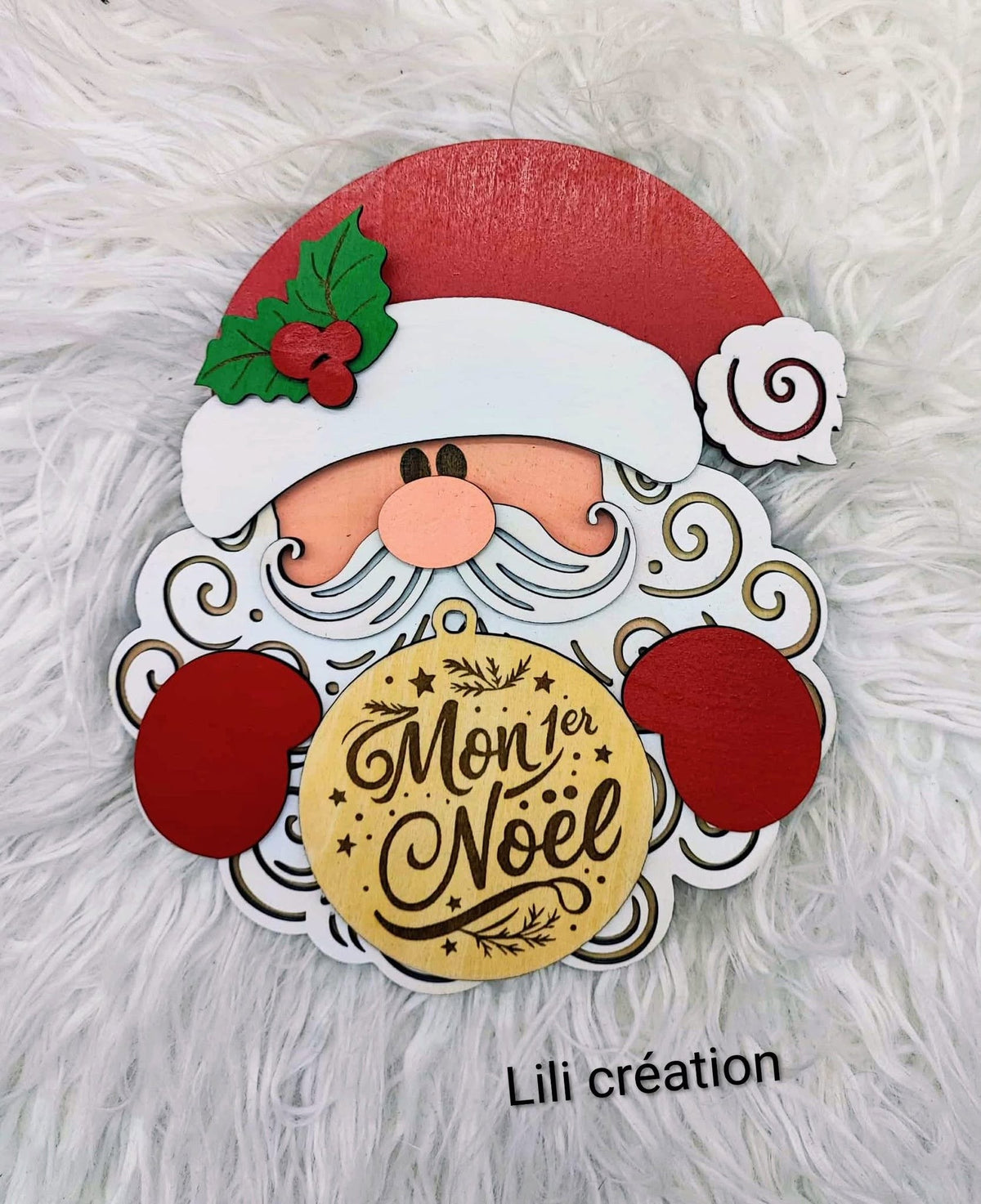 Accessoire photo bébé/enfant – Figurine Père Noël en bois