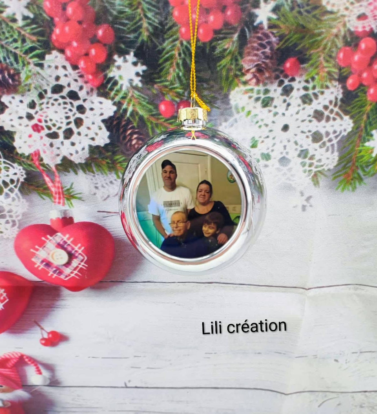 Boule de Noël personnalisée avec photo