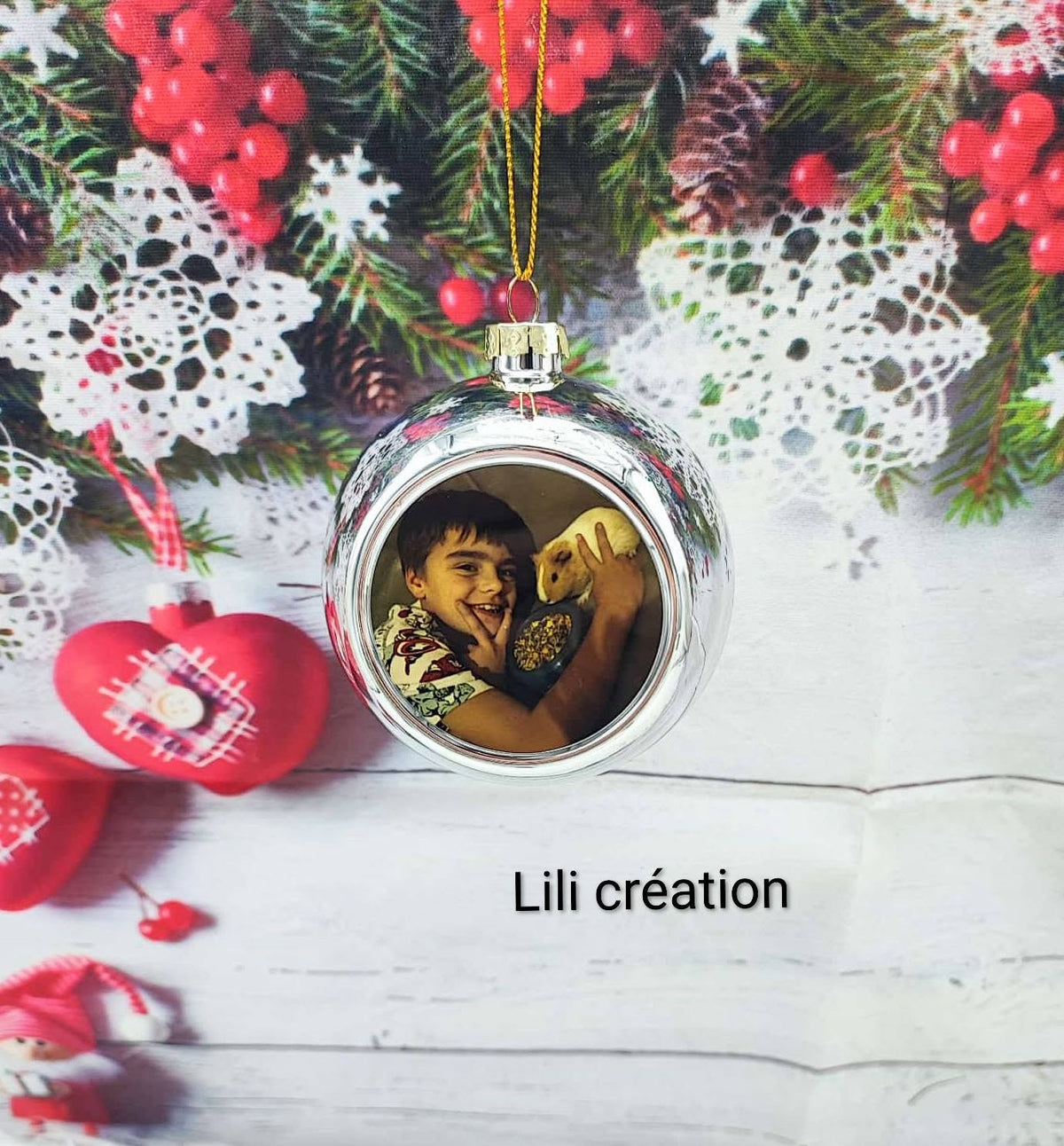 Boule de Noël personnalisée avec photo