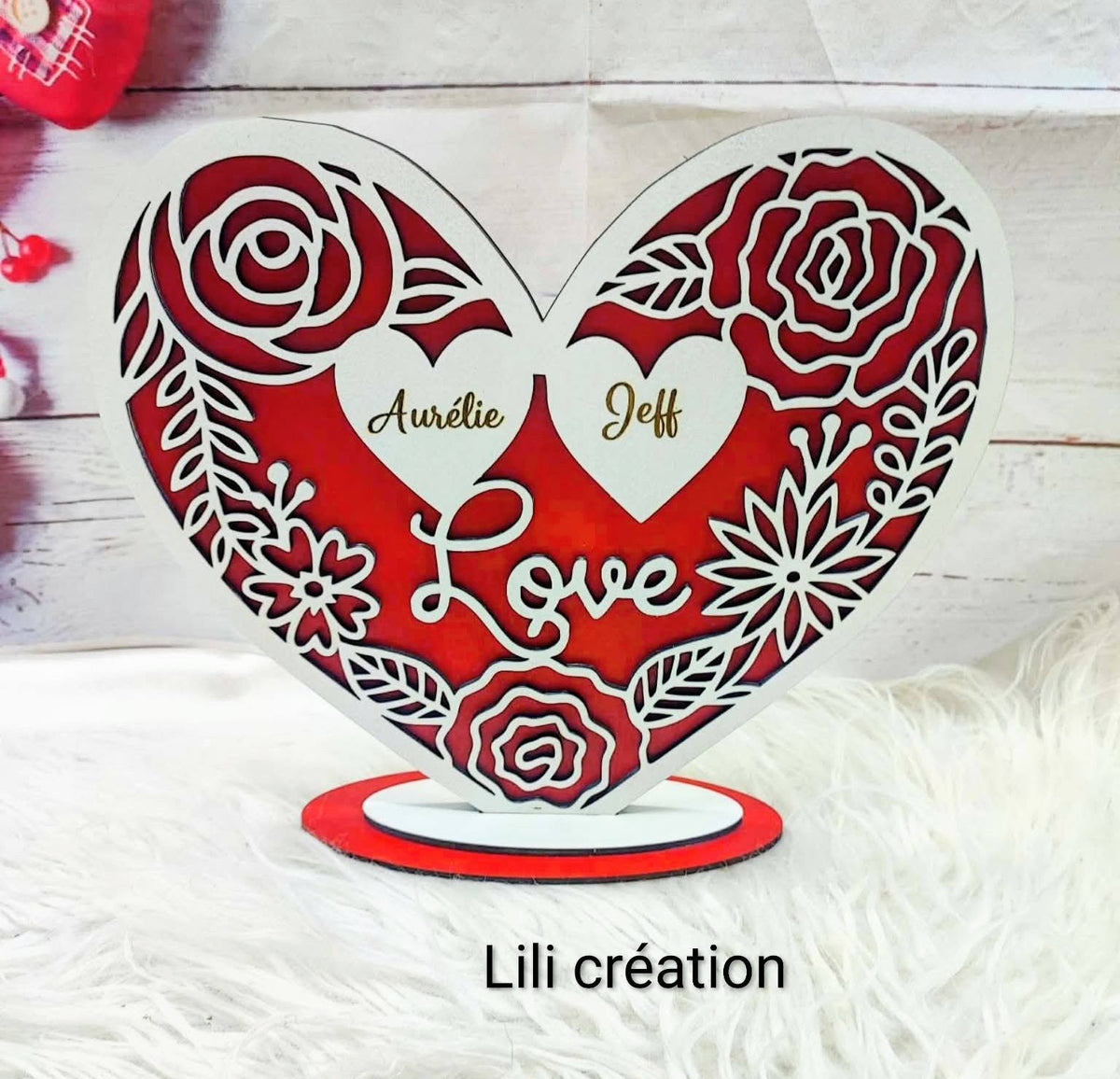 Cœur personnalisé aux motifs floraux