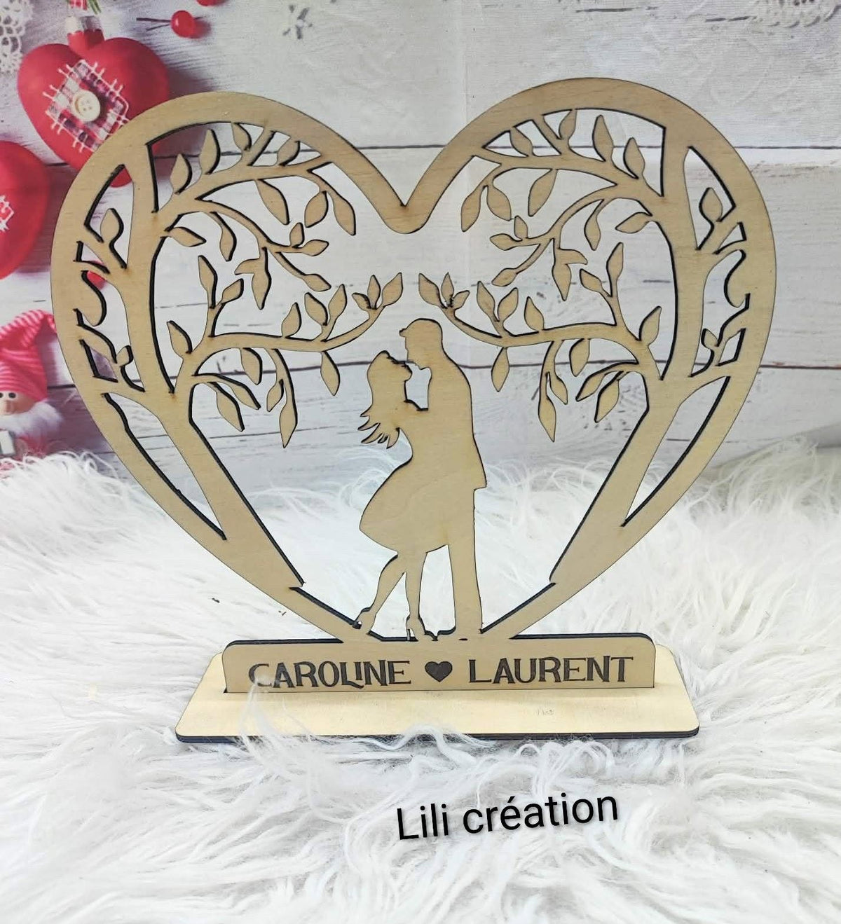 Cœur en bois personnalisé pour couple