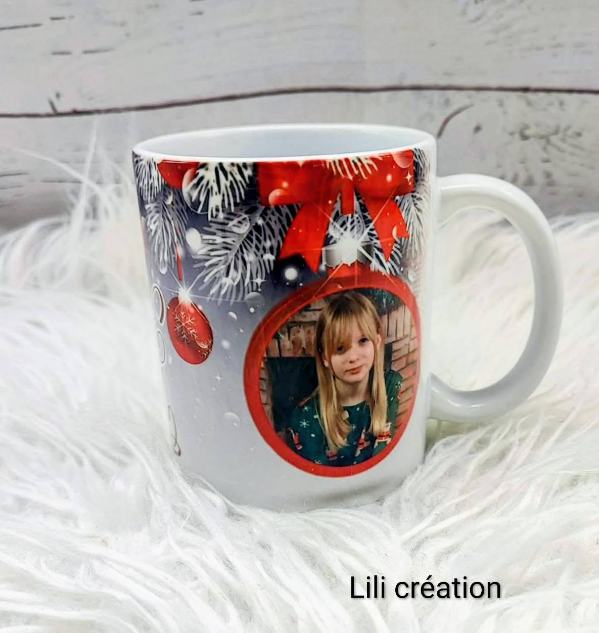 Mug de Noël personnalisé à 2 photos