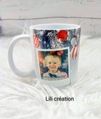 Mug de Noël personnalisé à 2 photos