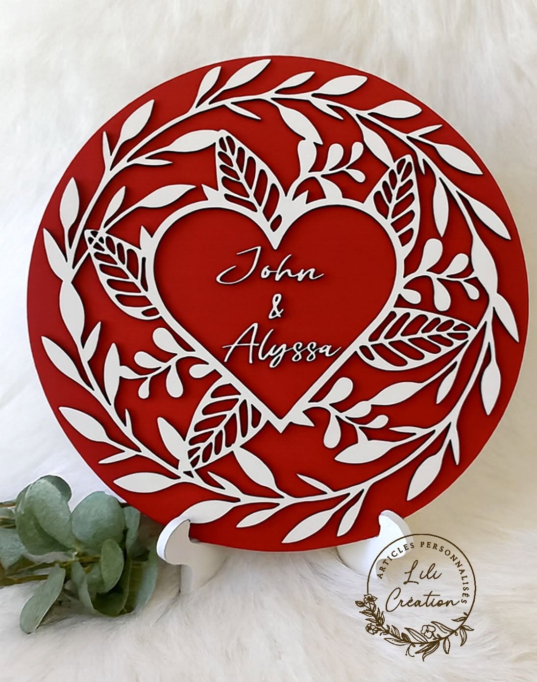 Plaque décorative cœur personnalisée