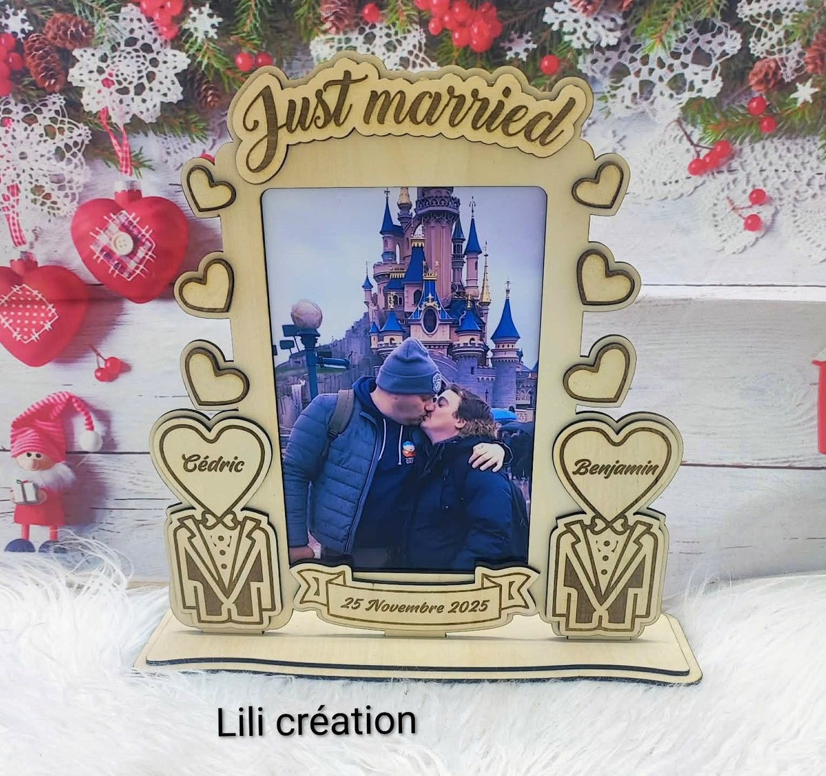 Cadre personnalisé "Just Married" - Célébrez votre amour !