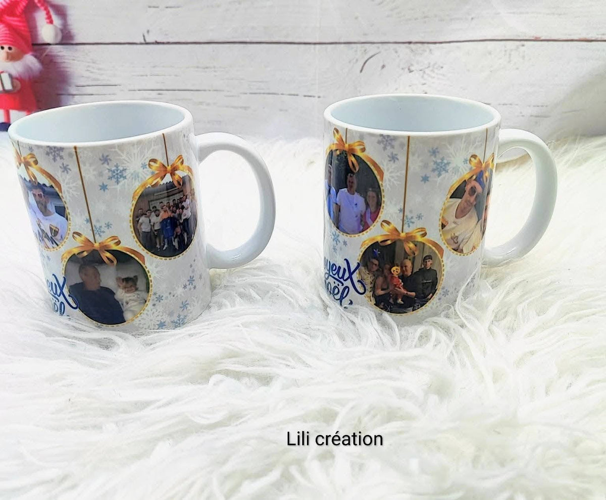Mug de Noël personnalisé à 6 photos