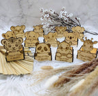 Boite à dragées baptême contour herbes et pochon personnalisée - Thème animaux mignons de la jungle, de la forêt ou de la ferme
