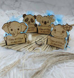 Boite à dragées baptême contour herbes et pochon personnalisée - Thème animaux mignons de la jungle, de la forêt ou de la ferme
