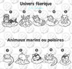 Boite à dragées baptême contour nuages et pochon personnalisée - Thème animaux mignons de la ferme, de la jungle, de la forêt, marins, astronomie, univers féérique, les bébés