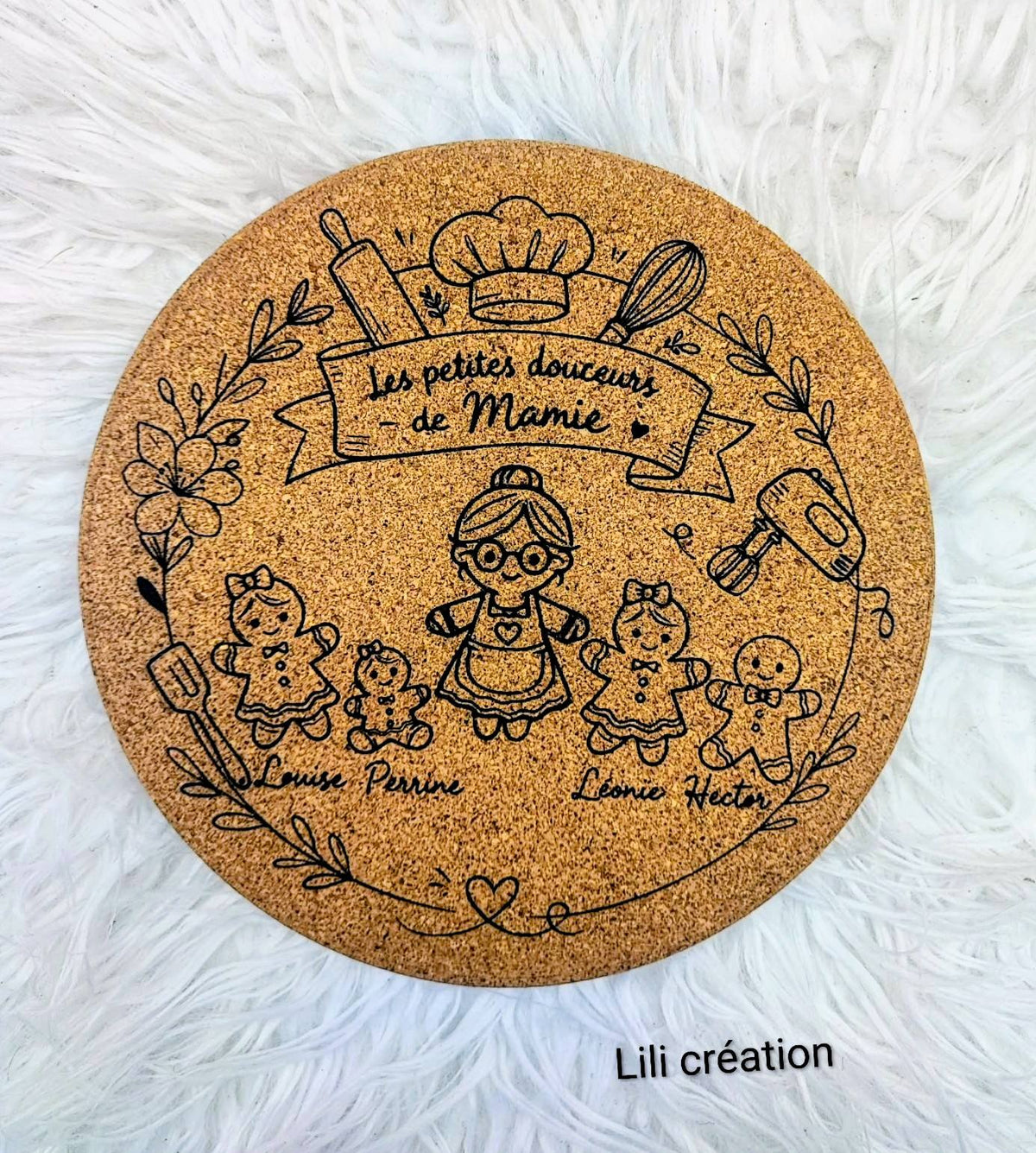 Dessous de Plat Personnalisé "Les Petites Douceurs de Mamie"