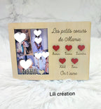 Cadre photo en bois "Les petits cœurs de..."