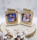Cadre dragées avec photo, souvenir de baptême, cadeau Parrain / Marraine