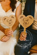 Pancartes Jeu des Marié(e)s « Lui / Elle / Moi » en forme de cœur